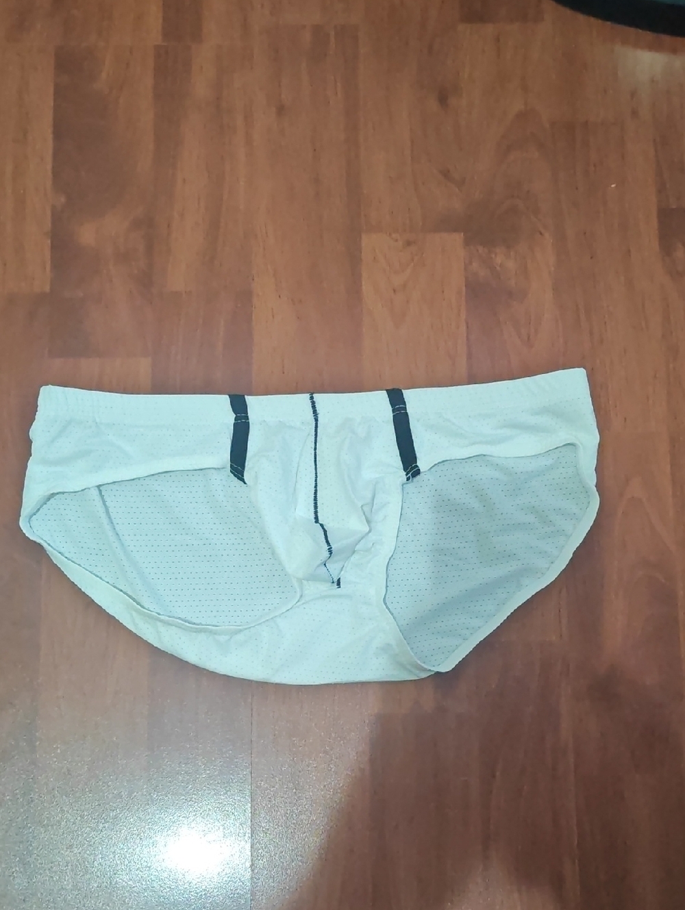 Light Gray Mesh Men's Briefs with Dark Trim